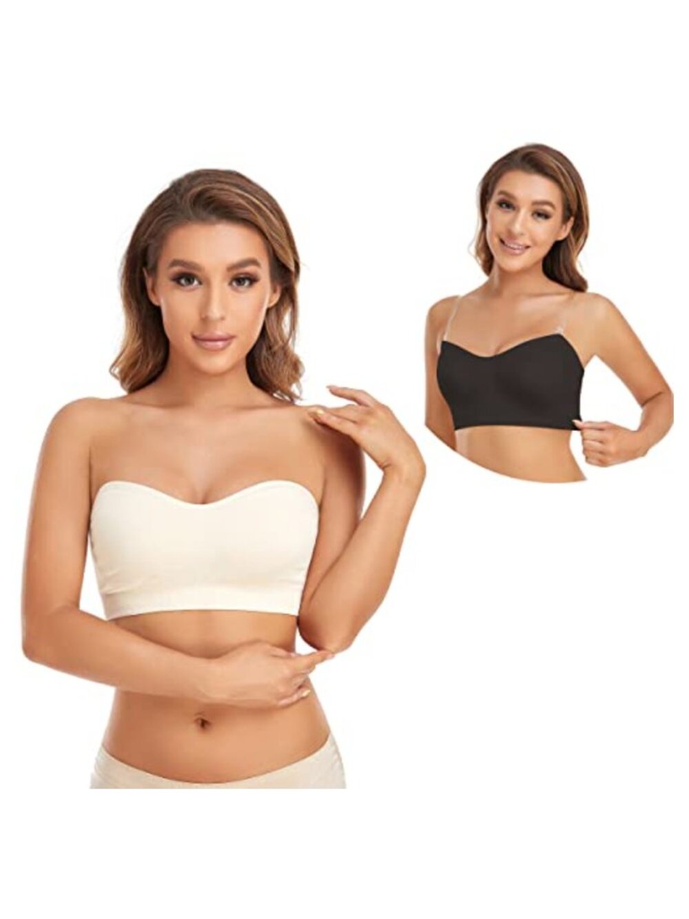 Lusait Strapless Seamless Wireless Bandeau Bra Bralette Non-Slip Silicone Women